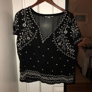 Sheer embroidered blouse